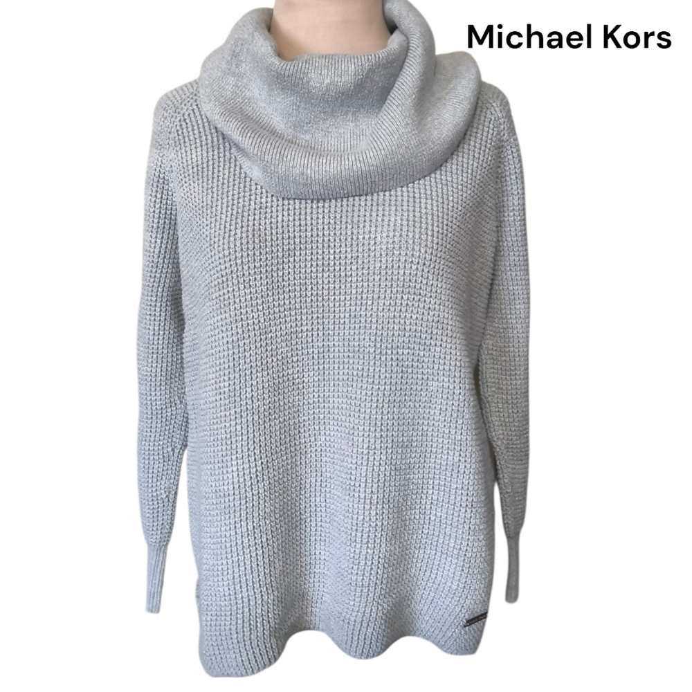 Michael Kors Light Gray Cowl Neck Sweater Size Medium Cozy Winter Wardrobe